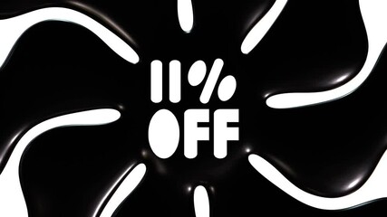 11 Percent Off With Black And White Background Animation