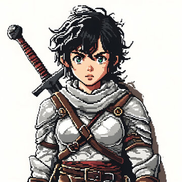 Pixel Art Warrior Girl