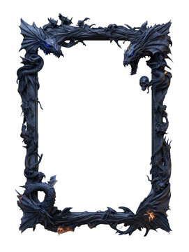 Intricately sculpted fantasy frame with detailed dragon and skull design