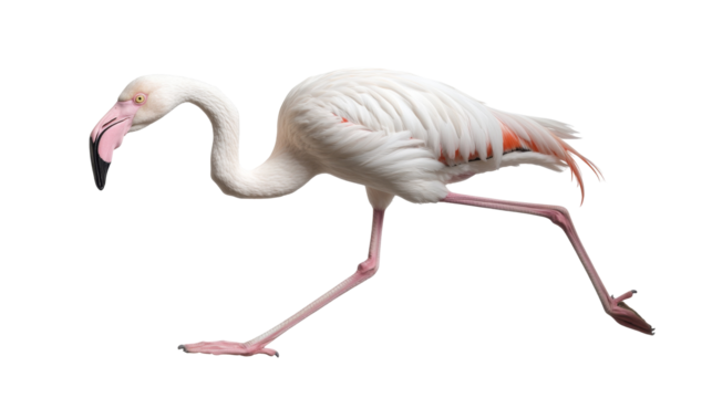 Graceful flamingo stands tall with elegant pink feathers and long neck displaying bright plumage