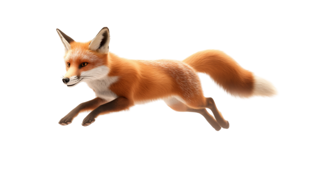 Cartoon fox leaping with joyful expression and lively movement