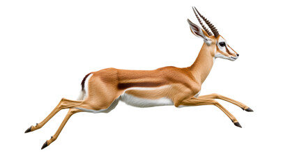 Fototapeta premium Graceful gazelle leaping in mid air with smooth horns and sleek body