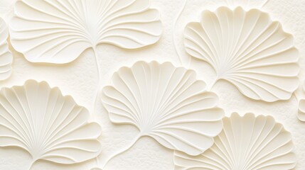 Ornate white leaf design pattern on a textured surface.