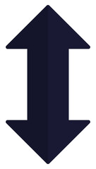 Vertical arrow icon isolated on white background.