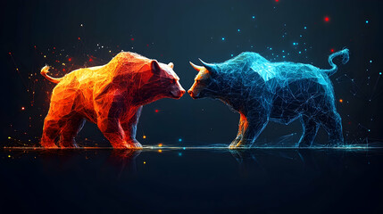 Abstract representation of opposing market forces.