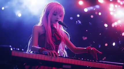 Rena Rouge performing a musical illusion in anime style