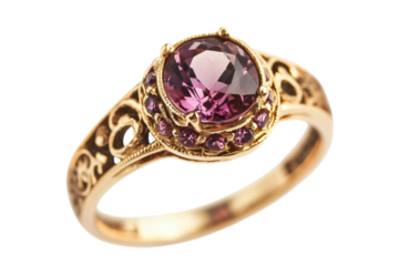 Gold ring with pink gem stone