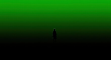 Silhouette figure in green gradient background