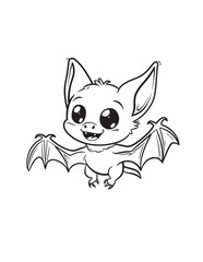 Cute Baby Bat Line Art Coloring Page