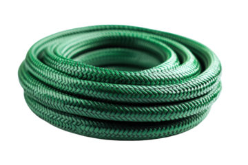 A coil of green braided rope