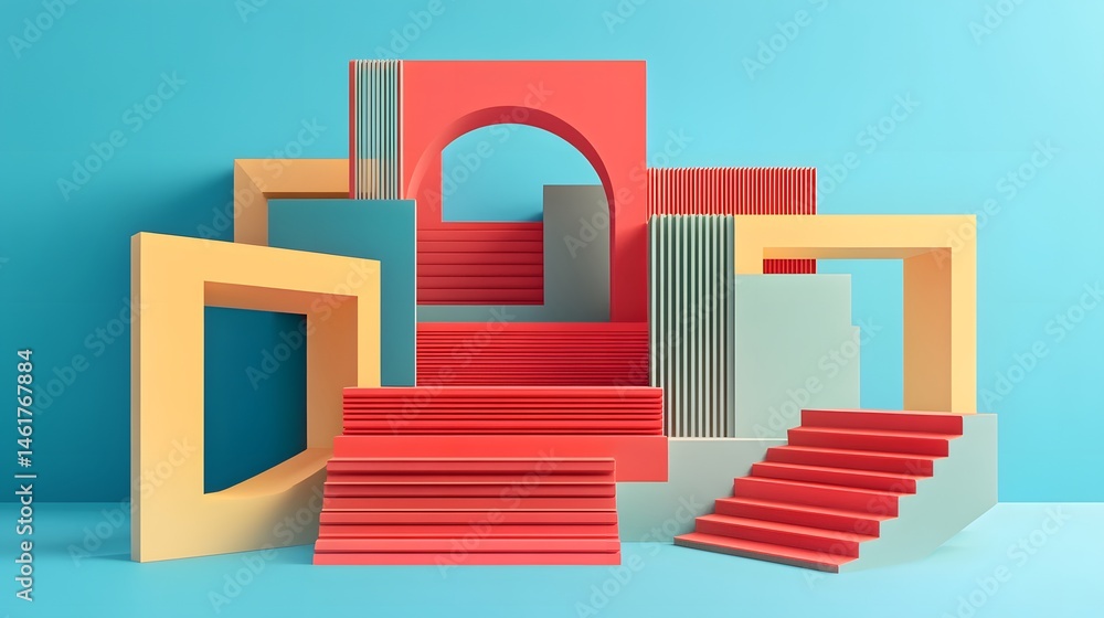Aufkleber colorful geometric shapes form a dynamic display structure.