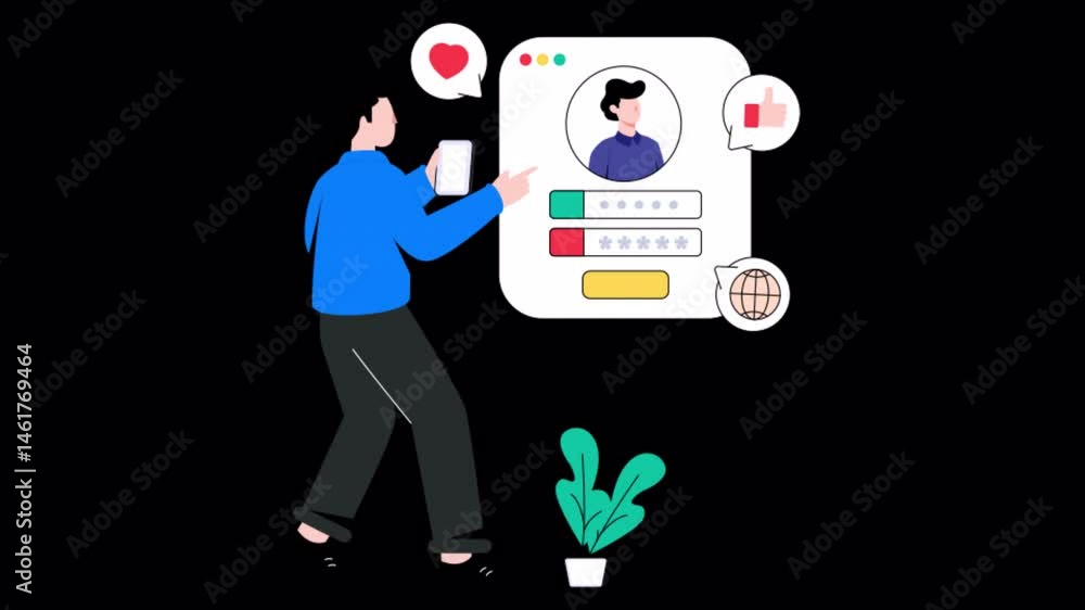 Poster social account motion graphic rendering with transparent alpha channel and 4k resolution