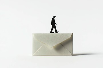 Obraz premium Minimalist Walking Figure on Envelope with Shadow