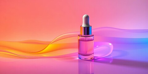 Sleek serum bottle in pastel liquid, minimalist design,   luxury,   color