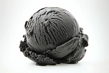 Black Charcoal Ice Cream Scoop on White Surface
