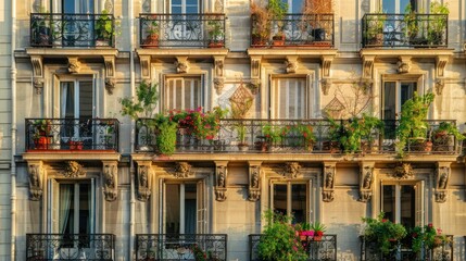Obraz premium Residential building facade with balconies stock photo --ar 16:9 --raw --v 6 Job ID: e8d9d60f-0ada-4ee9-b8ad-bd70eb8beb93