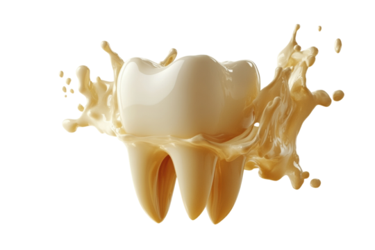 Tooth with liquid splashing