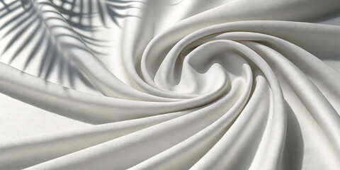 Obraz premium Elegant Draped White Fabric with Palm Leaf Shadow Texture