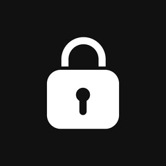 Lock icon white on black background template