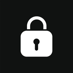Lock icon white on black background template