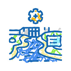 hydro infrastructure hydroelectric power icon doodle illustration
