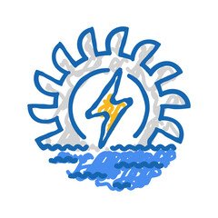 energy independence hydroelectric power icon doodle illustration
