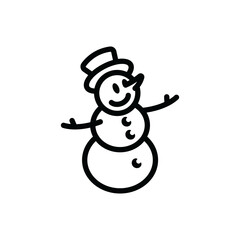 The icon of a kind snowman in a top hat. A design element.