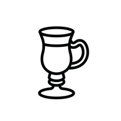 The icon of a glass on a stem with a handle.  A design element.