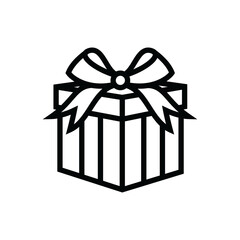 The icon of a gift box with a bow. A design element.