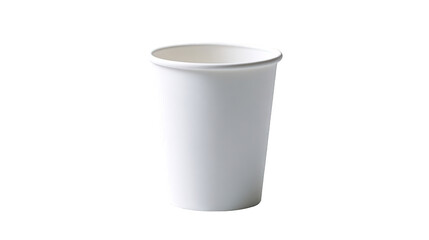 Simple white disposable paper coffee cup on transparent background hot