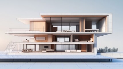 Modern architectural design of a contemporary house.