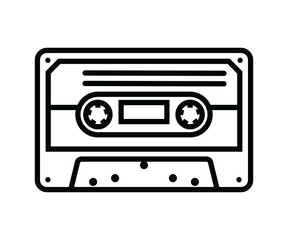 The contour icon of a retro audio cassette. A design element.