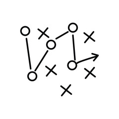 soccer tactics icon, game success strategy in football, scheme play, vector illustration on white background.