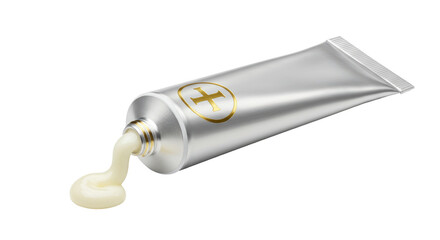 Isolated Ointment Tube with White Cream Exhibiting Medicinal and Skincare Application