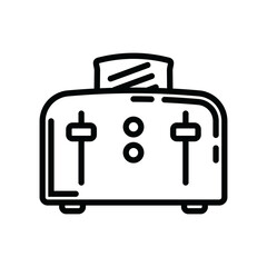 A contour icon. An electric appliance designed for fast toasting of flat pieces of bread. The toaster. A design element.