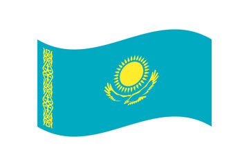 Flag of Kazakhstan. Kazakhstan wavy flag digital vector illustration. Fluttering flag.