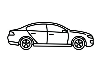 A passenger car. A contour icon. A design element.