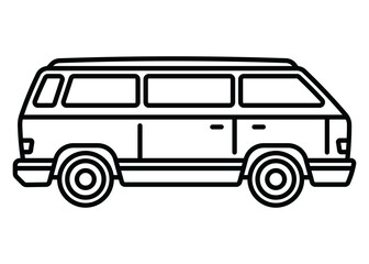 An old travel van. A contour icon. A design element.