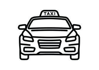 A taxi car. A contour icon. A design element.