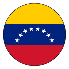 Flag of Venezuela. Black edge. Venezuela circle flag logo icon computer vector illustration design.