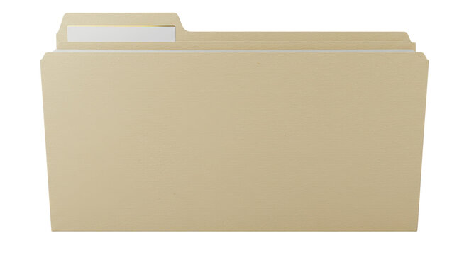 Isolated Manilla Folder for Office Document Filing