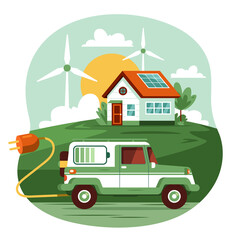 Obraz premium Ecologic Green Energy Technology Composition