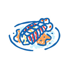 lobster dish sea cuisine icon doodle illustration