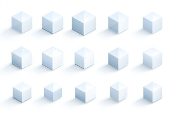 Obraz premium Collection of light gray isometric cubes with subtle shadows