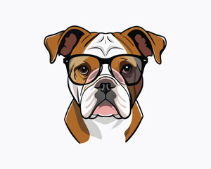 Cute and cool Bulldog vector with glasses