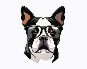 Cute and cool Bulldog vector with glasses