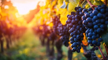 Workers cutting grape clusters in a vineyard during early morning.