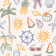 Hand drawn doodle mediterranean summer vacation background