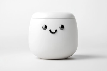 White storage container with a happy face