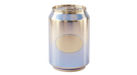 Isolated Metallic Beverage Can with Blank Label for Custom Design